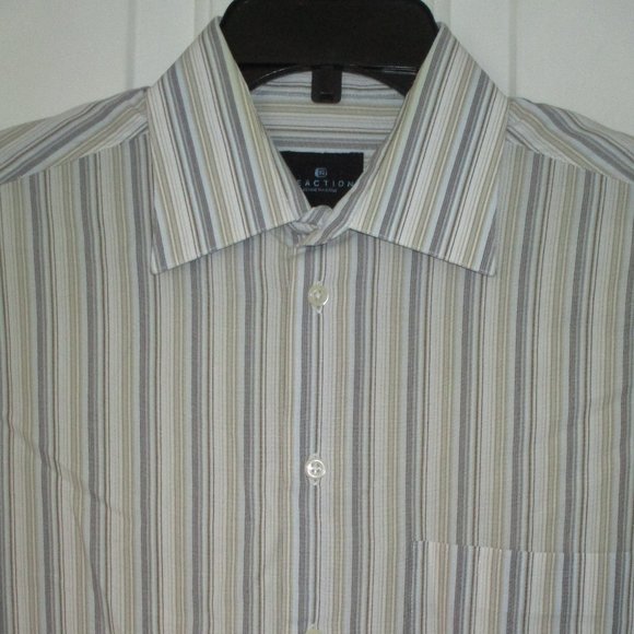 Kenneth Cole Reaction Mens L/S Cotton Poly Stripe Dress Shirt-Size 15/30.5* or M - Picture 1 of 3
